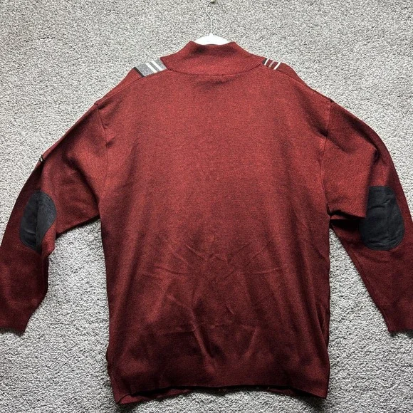 Silversilk Knit Sweater Jacket 4XL Elbow Patches Pockets Full Zip Red Vintage